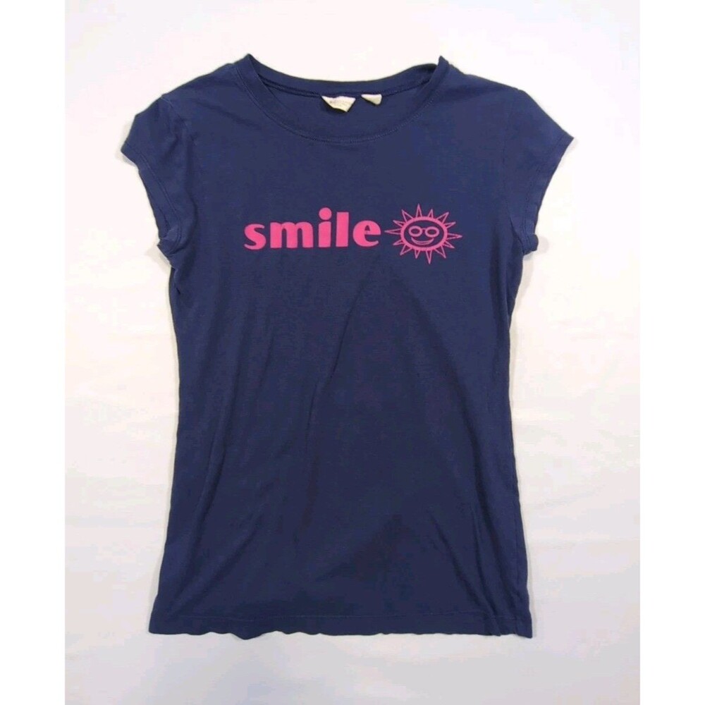 American Eagle Vintage Y2K Sheer Shirt Women’s Small Preppy Smile Blue